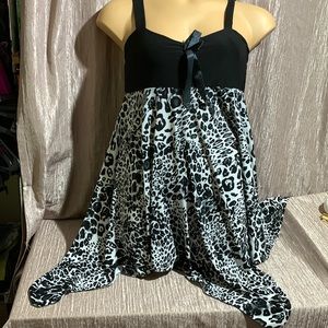 Jon & Anna Top Summer Blouse High Low Black White Size XL Animal Print